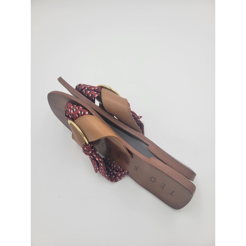 Ted Baker Maliyar Polka‎ Dot Leather Scarf Sandals Flats Sz 38.5 - Picture 5 of 6